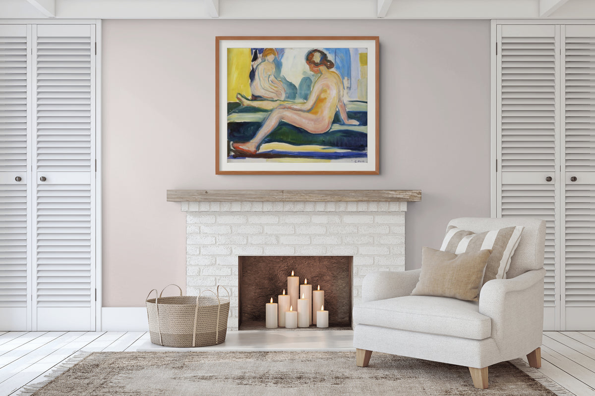 Desnudos femeninos sentados - Edvard Munch - Lienzo premium 430g (calidad de galeria)