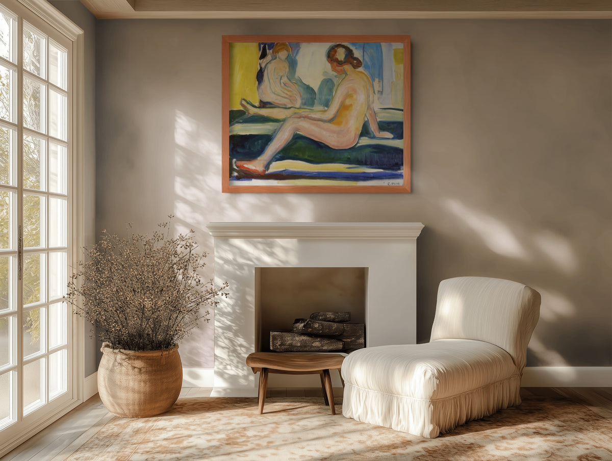 Desnudos femeninos sentados - Edvard Munch - Lienzo premium 430g (calidad de galeria)