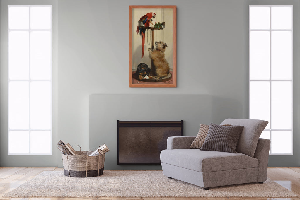 Islay, Tilco, un guacamayo y dos agapornis - Sir Edwin Landseer - Lienzo premium 430g (calidad de galeria)