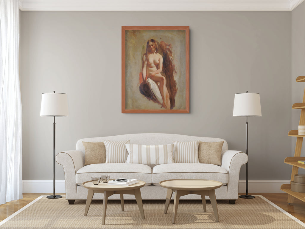 Estudio de un desnudo femenino - William Etty - Lienzo premium 430g (calidad de galeria)