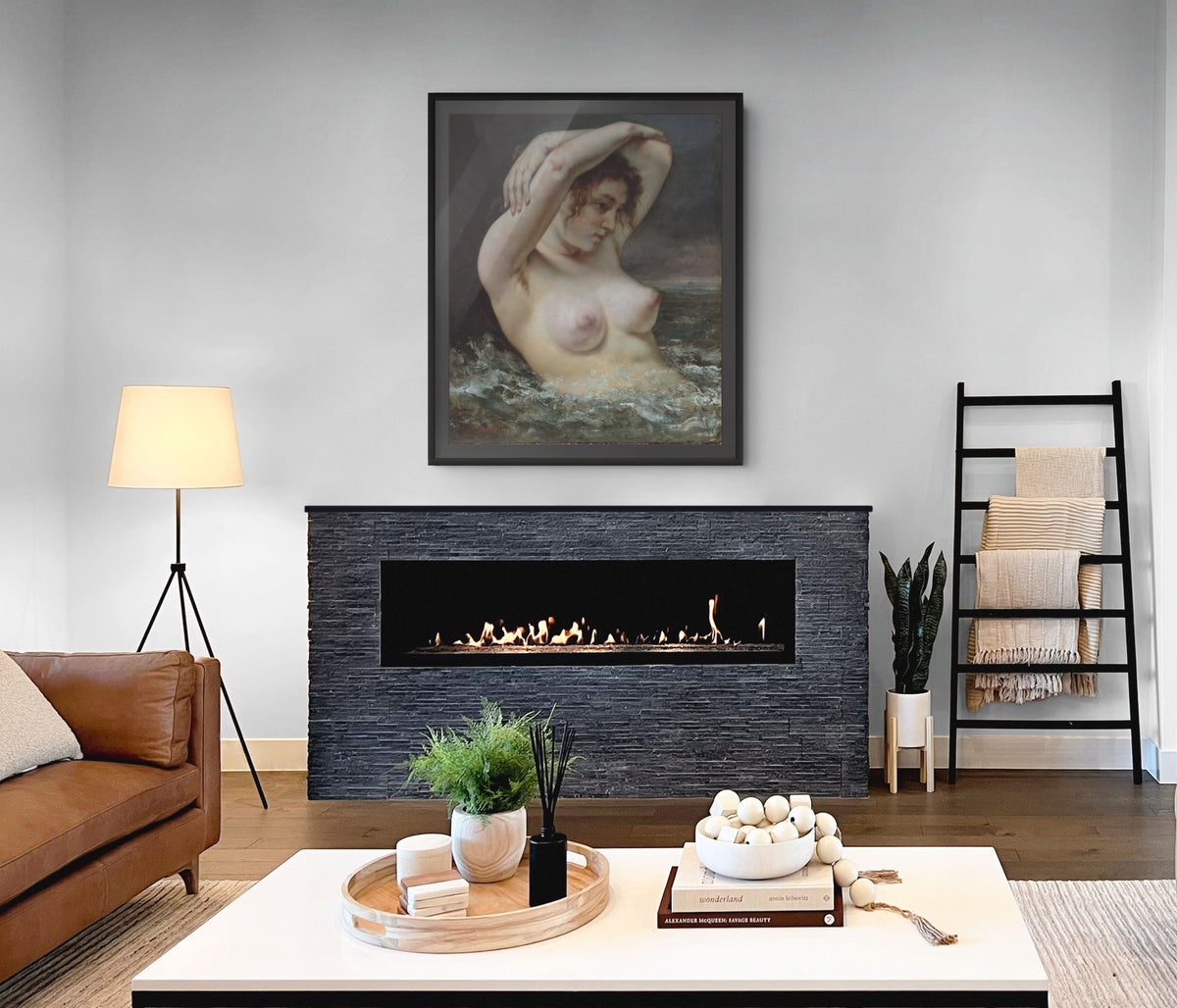 La mujer en las olas  - Gustave Courbet - Lienzo premium 430g (calidad de galeria)