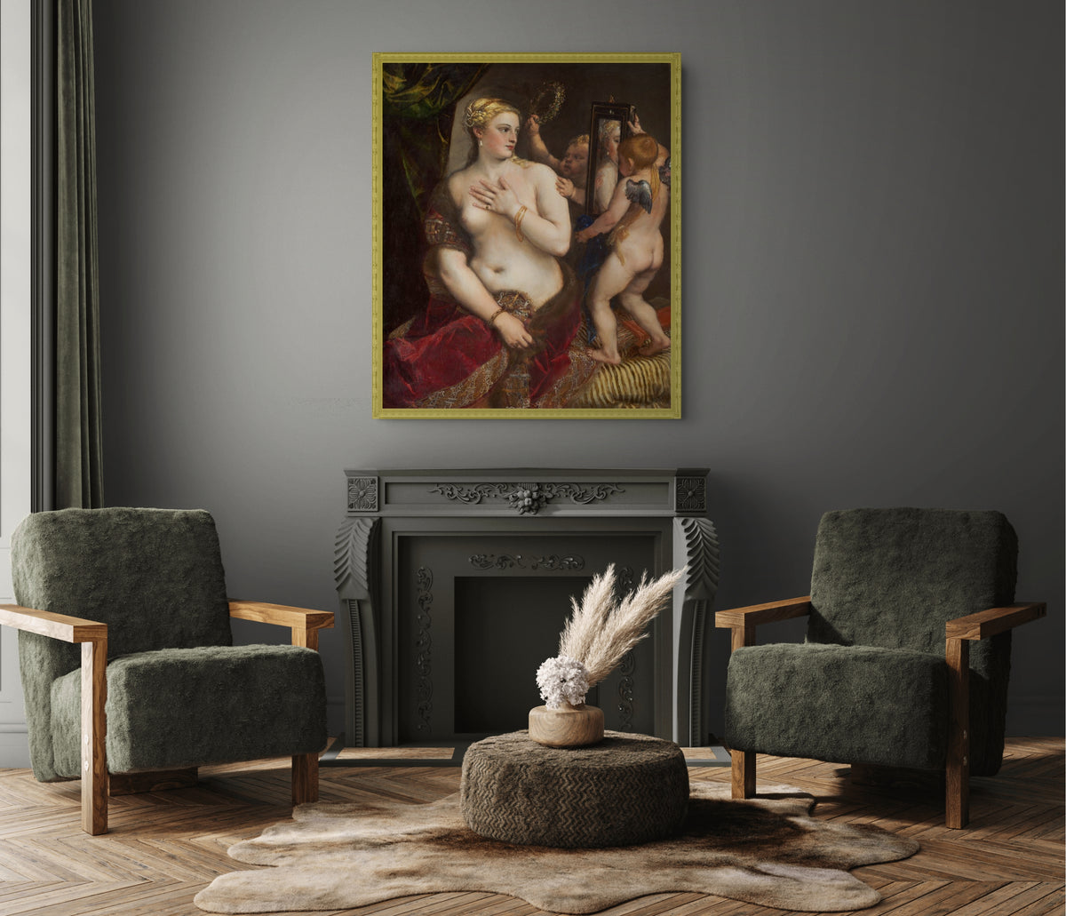 Venus con un espejo - Tiziano Vecellio - Lienzo premium 430g (calidad de galeria)