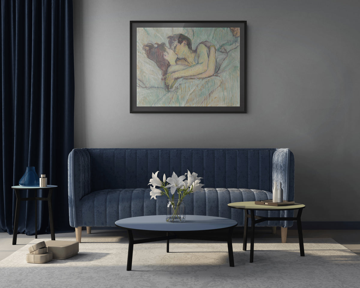 En la cama: el beso - Henri de Toulouse-Lautrec - Lienzo premium 430g (calidad de galeria)