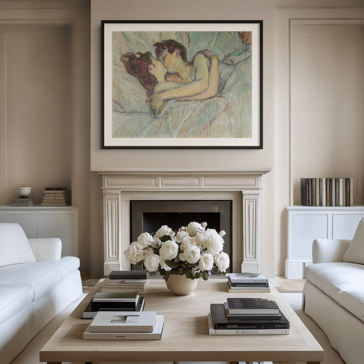 En la cama: el beso - Henri de Toulouse-Lautrec - Lienzo premium 430g (calidad de galeria)