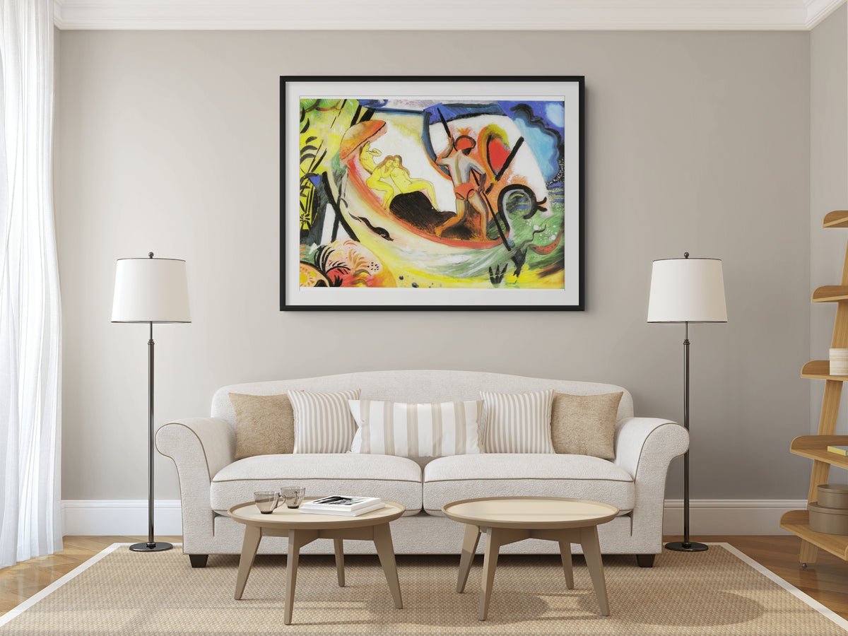 Tres muchachas en una barca -August Macke - Lienzo premium 430g (calidad de galeria)