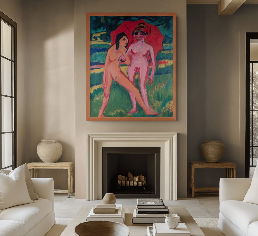 Dos muchachas bajo una sombrilla - Ernst Ludwig Kirchner - Lienzo premium 430g (calidad de galeria)