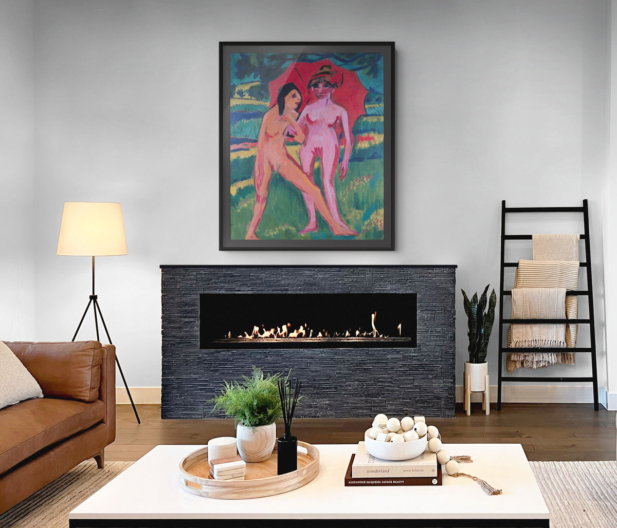 Dos muchachas bajo una sombrilla - Ernst Ludwig Kirchner - Lienzo premium 430g (calidad de galeria)