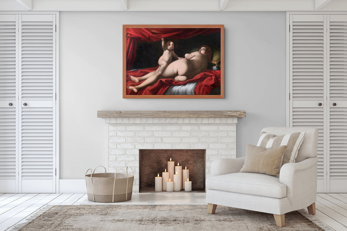 Venus azotada por cupido - Giovanni Baglione - Lienzo premium 430g (calidad de galeria)