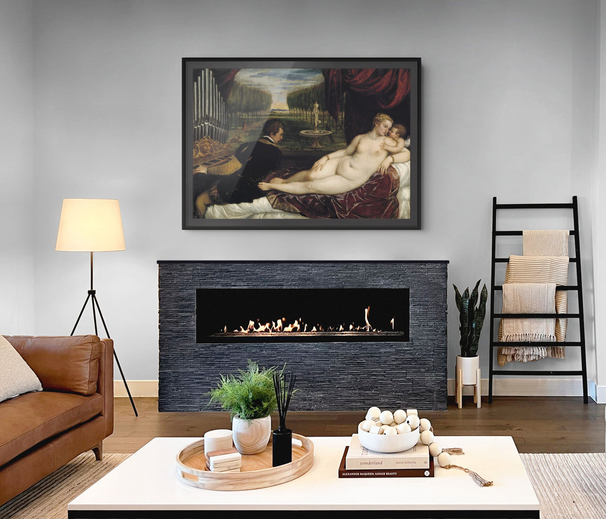 Venus con organista y Cupido - Tiziano Vecellio - Lienzo premium 430g (calidad de galeria)