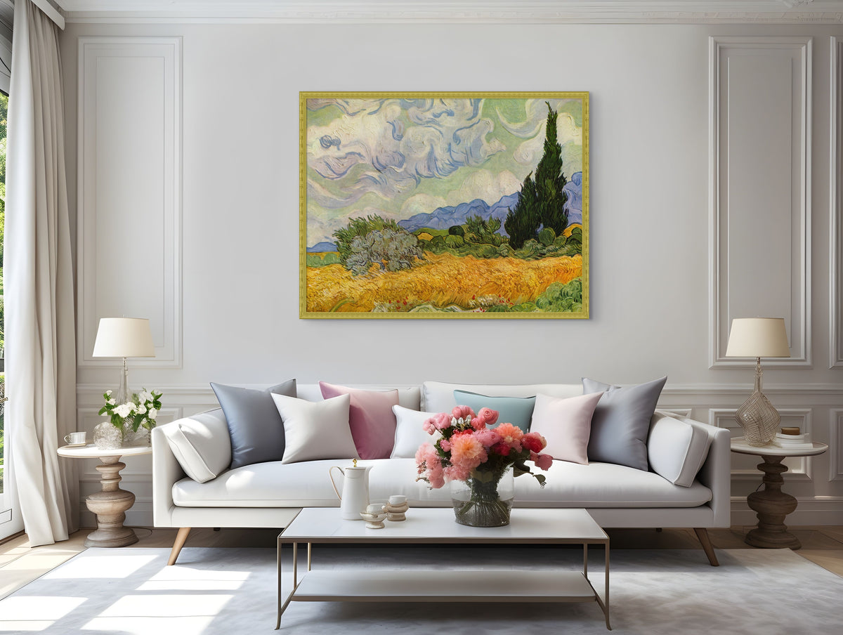 Campo de trigo con cipreses - Vincent Van Gogh - Lienzo premium 430g (calidad de galeria)