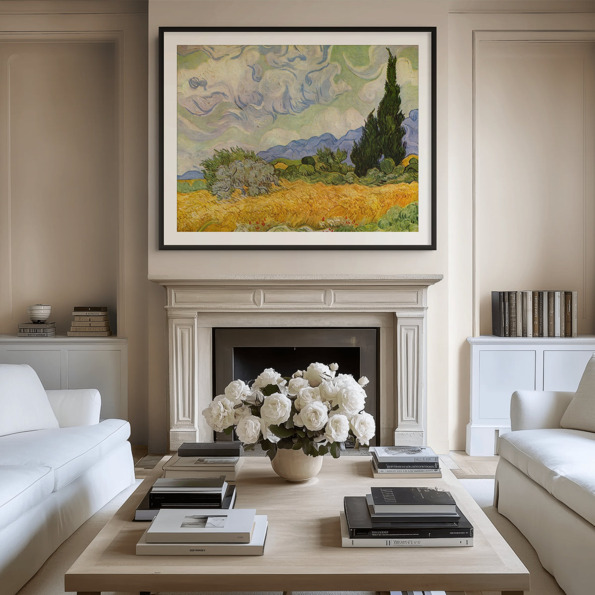 Campo de trigo con cipreses - Vincent Van Gogh - Lienzo premium 430g (calidad de galeria)