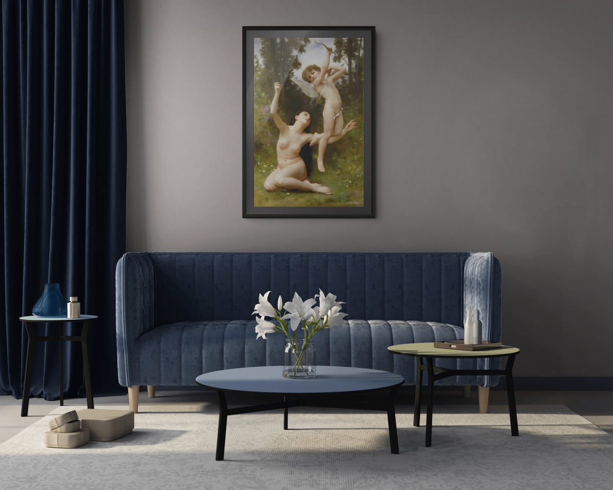 El Amor emprende el vuelo - William-Adolphe Bouguereau - Lienzo premium 430g (calidad de galeria)