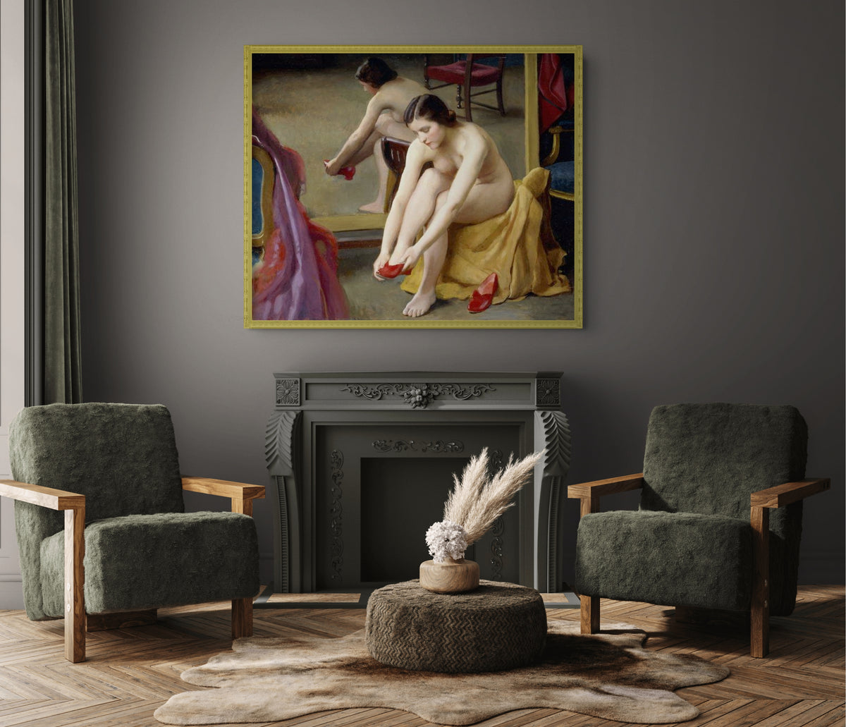 Las mulas rojas -William McGregor Paxton - Lienzo premium 430g (calidad de galeria)